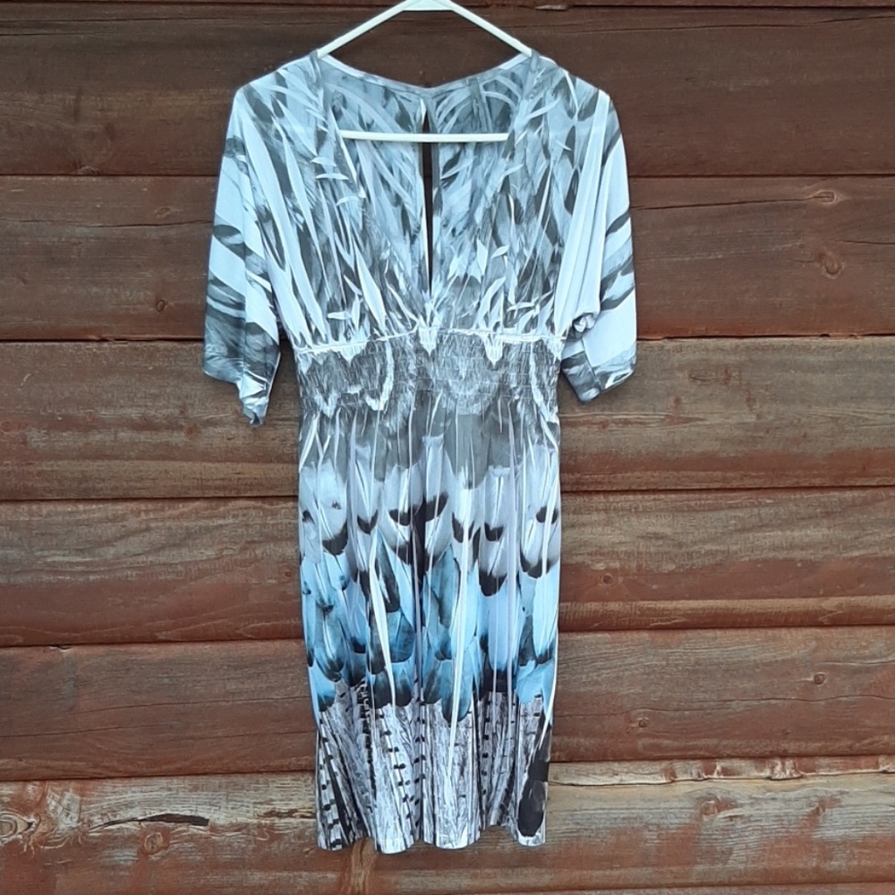 Feather print mini dress